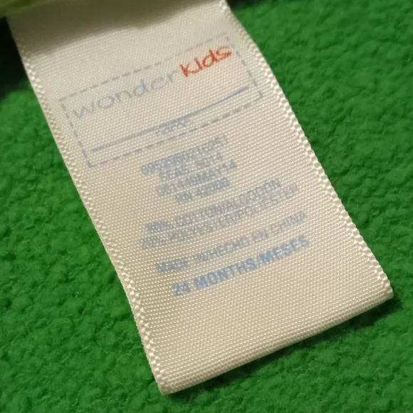 WonderKids Green Zip Up Dionsaur Hooded Sweatshirt size 24M - Picture 3 of 3